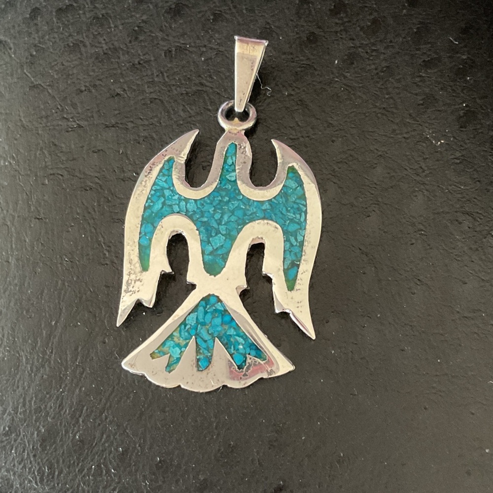 Silver and Turquoise Phoenix Pendant